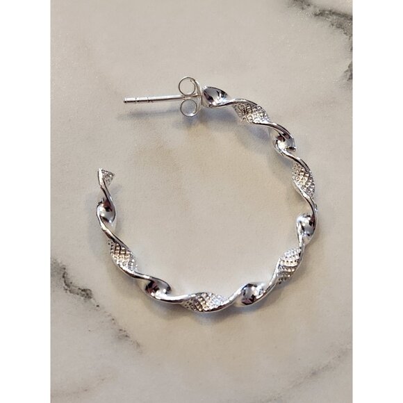 Sterling Silver Twisted Hoop Earrings - Picture 6 of 6